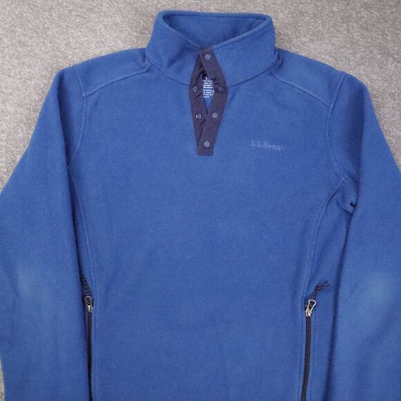 L.L.Bean Polartec Fleece Large Blue Long Sleeve 1/4 Snap Pullover Sweatshirt - Picture 8 of 12